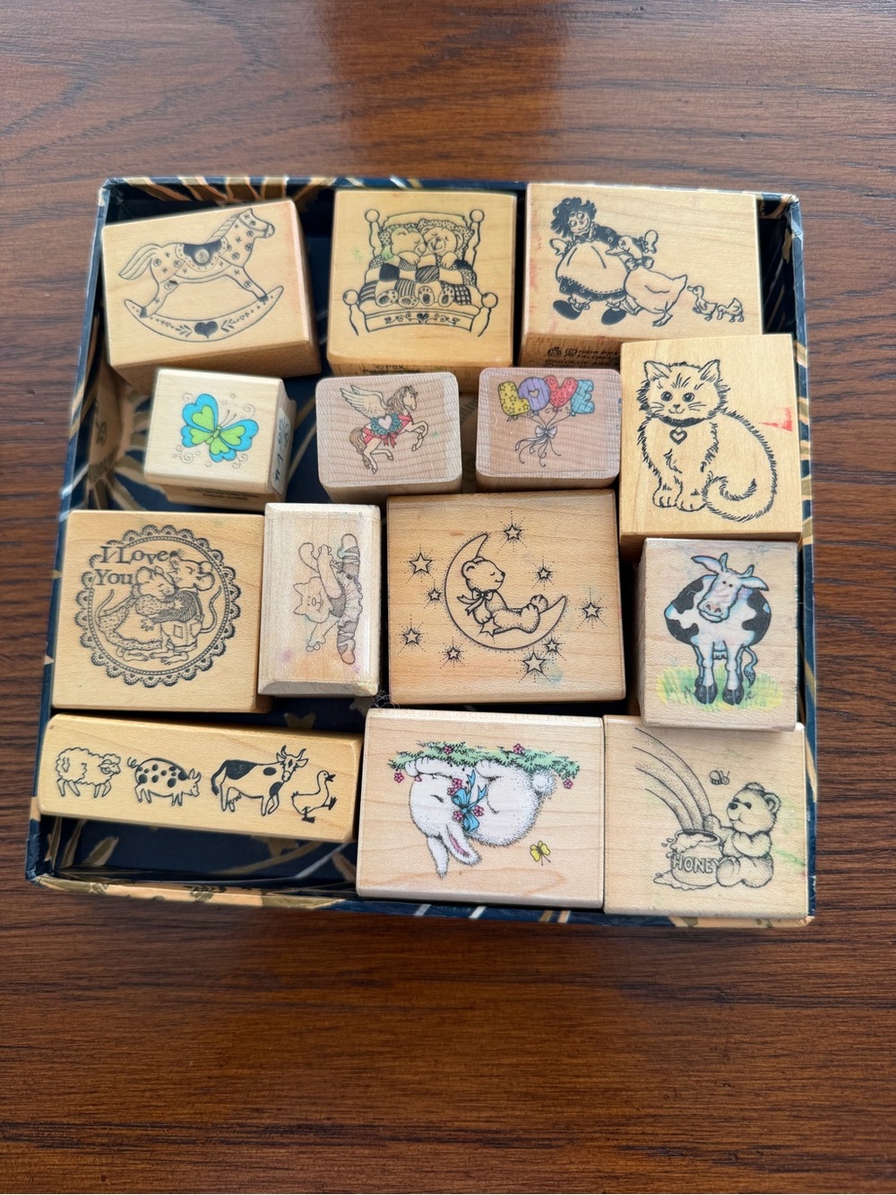 Vintage Craft Rubber Stamp Lot of 4 Wood Block